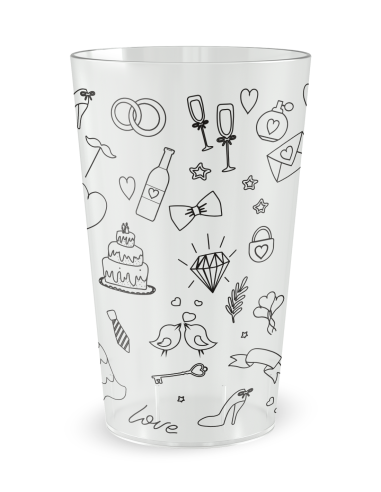 Gobelet transparent de face - mariage dessins à la main - Ecocup