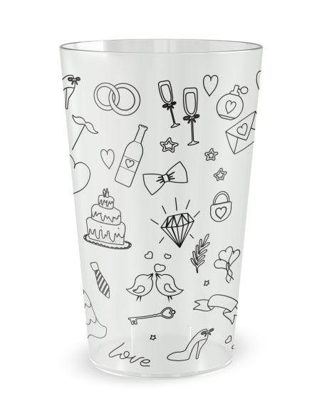 Gobelet transparent de face - mariage dessins à la main - Ecocup