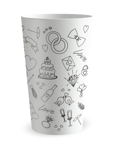 Gobelet blanc Graduation - mariage dessins à la main - Ecocup