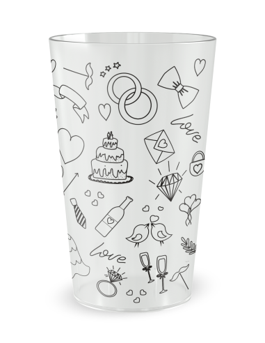 Transparante beker met maatverdeling - handgetekende bruiloftsbeker - Ecocup