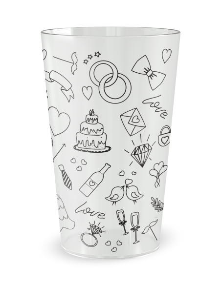 Transparante beker met maatverdeling - handgetekende bruiloftsbeker - Ecocup