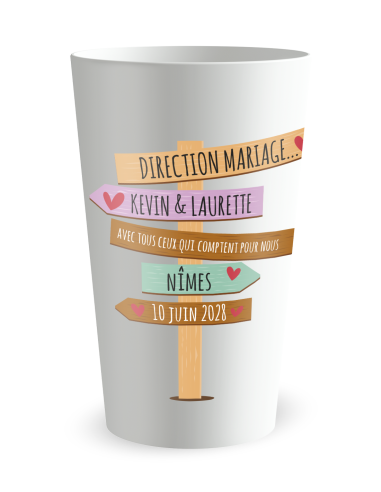 Gobelet blanc de face - direction mariage - Ecocup