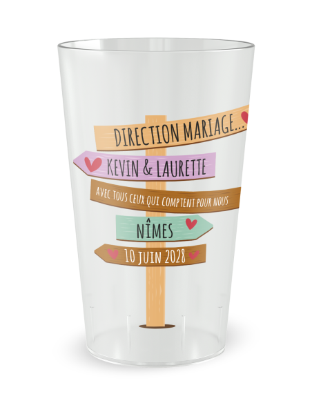 Gobelet transparent de face - direction mariage - Ecocup