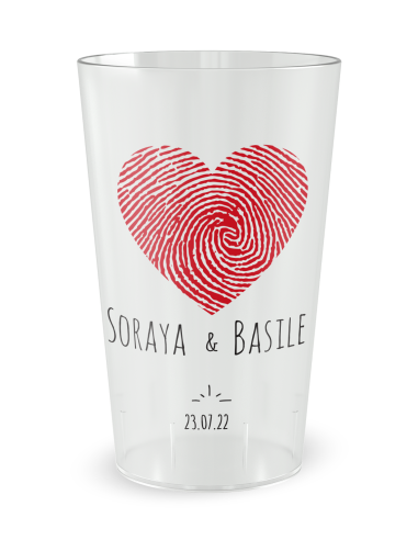 Transparante beker aan de voorkant - trouwbeker hartprint - Ecocup