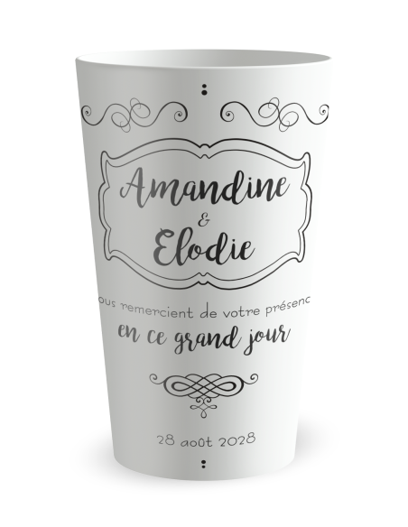 Trouwbeker gepersonaliseerd vintage etiket - ECO 30 | Ecocup