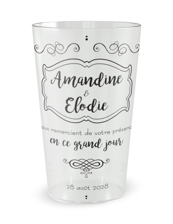 Witte beker - Voornaam - trouwbeker vintage etiket - Ecocup