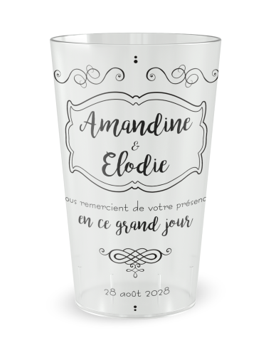 Gobelet blanc - Prénom - mariage étiquette vintage - Ecocup