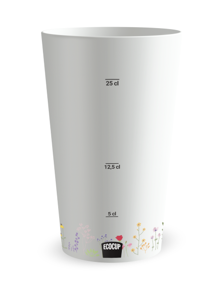 Gobelet blanc Graduation - mariage fleurs des champs - Ecocup