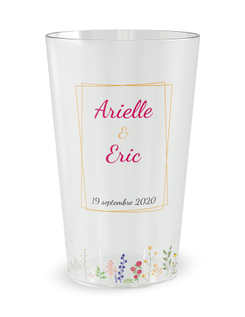 Gobelet transparent - Prénom - mariage fleurs des champs - Ecocup