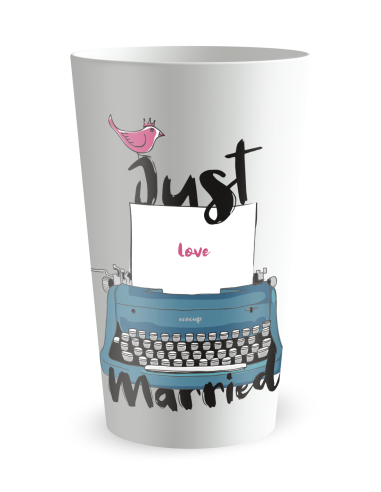 Witte beker aan de voorkant - typemachine beker - Ecocup