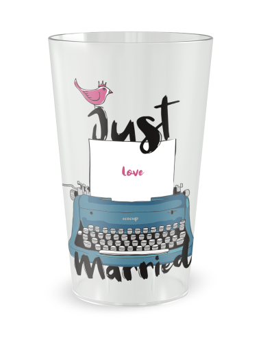 Gobelet transparent de face - machine à écrire - Ecocup