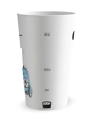 Witte beker met maatverdeling - typemachine beker - Ecocup