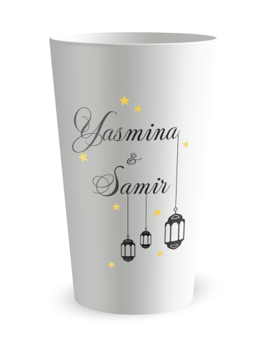 Gobelet blanc de face - mariage marocain - Ecocup