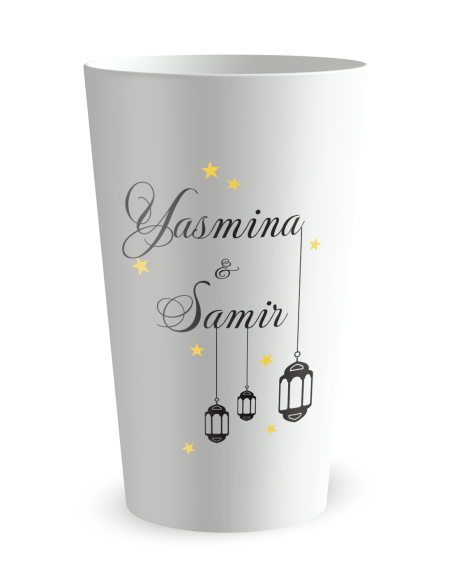 Gobelet blanc de face - mariage marocain - Ecocup