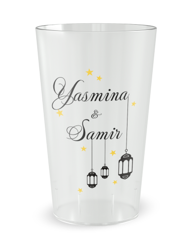 Gobelet transparent de face - mariage marocain - Ecocup