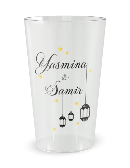 Gobelet transparent de face - mariage marocain - Ecocup