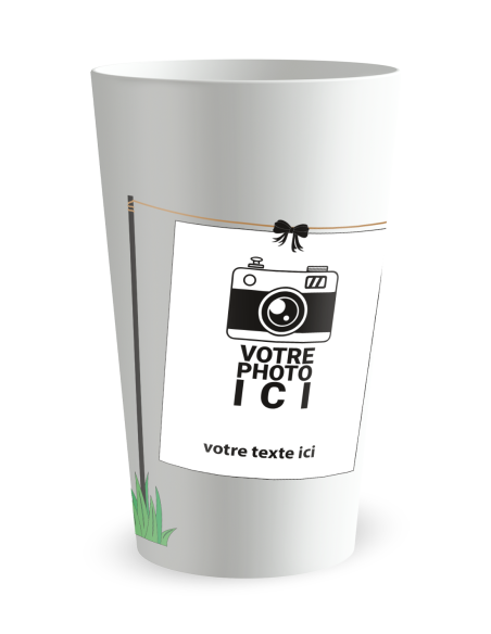 Witte beker aan de voorkant - trouwbeker fotoslinger - Ecocup