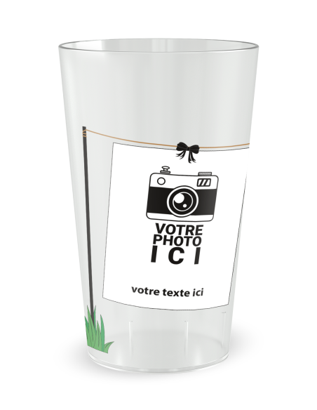 Gobelet transparent de face - mariage photo guirlande - Ecocup