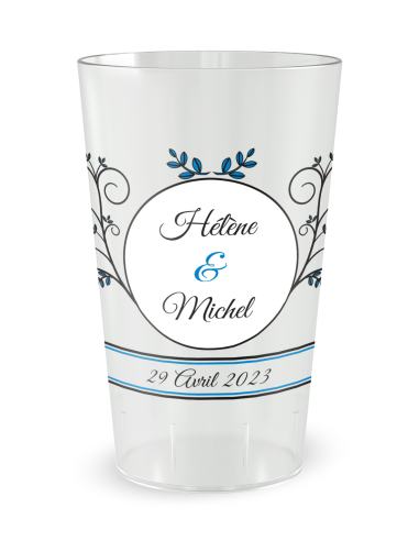 Gobelet transparent de face - mariage médaillon vintage - Ecocup