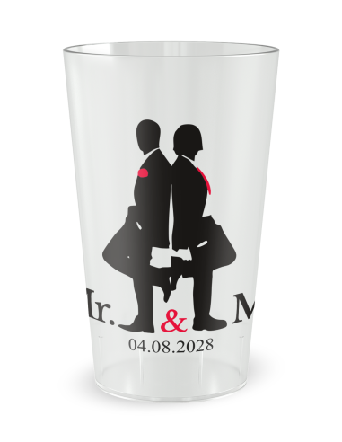 Gobelet transparent de face - mariage mister and mister - Ecocup