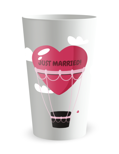 Gobelet blanc de face - mariage voyage montgolfière - Ecocup