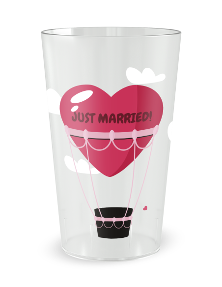 Gobelet transparent de face - mariage voyage montgolfière - Ecocup