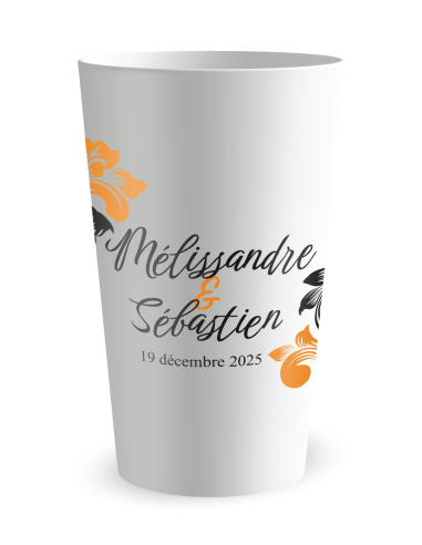 Witte beker - Voornaam - bruiloftsbeker met barokprint - Ecocup