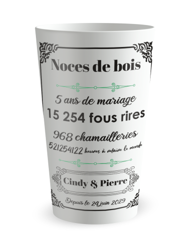 Gobelet blanc de face - mariage noces amour - Ecocup