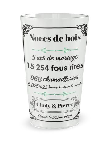 Gobelet transparent de face - mariage noces amour - Ecocup