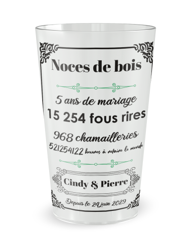 Gobelet transparent de face - mariage noces amour - Ecocup