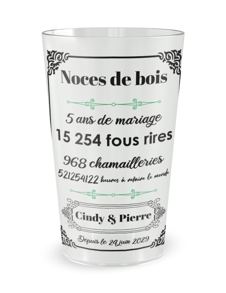 Gobelet transparent de face - mariage noces amour - Ecocup