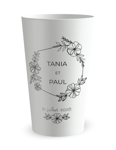 Witte beker - Voornaam - romantische zwart-wit bruiloft - Ecocup