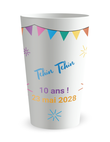 Gobelet blanc de face - mariage oui festif - Ecocup