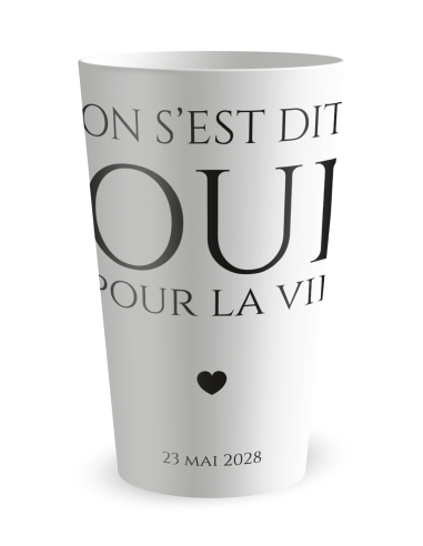 Gobelet blanc de face - mariage oui pour la vie - Ecocup