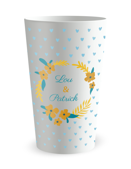 Gobelet blanc - Prénom - mariage petits coeurs - Ecocup