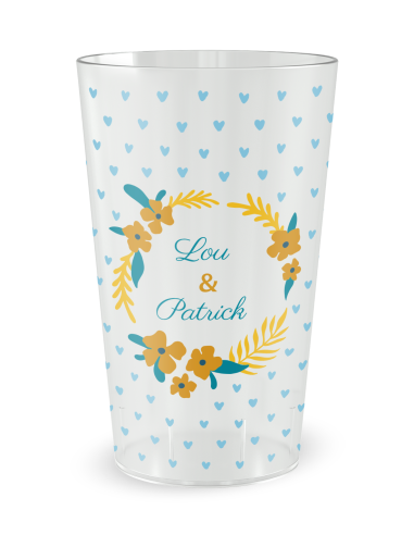 Gobelet transparent - Prénom - mariage petits coeurs - Ecocup