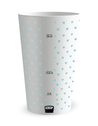 Witte beker met maatverdeling - Bruiloftsbeker Kleine Hartjes - Ecocup