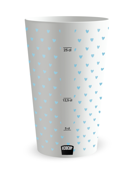 Witte beker met maatverdeling - Bruiloftsbeker Kleine Hartjes - Ecocup