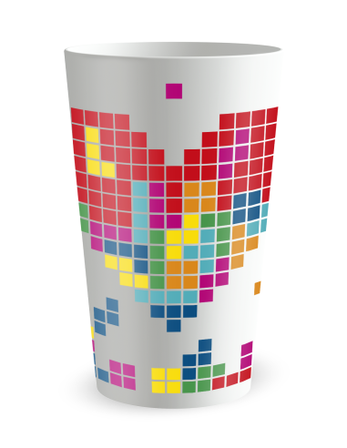 Witte beker aan de voorkant - pixel bruiloftsbeker - Ecocup