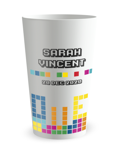Gobelet blanc - Prénom - mariage pixels - Ecocup
