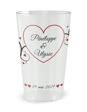 Gobelet transparent de face - mariage romantique - Ecocup