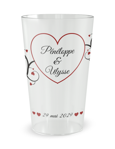 Gobelet transparent de face - mariage romantique - Ecocup