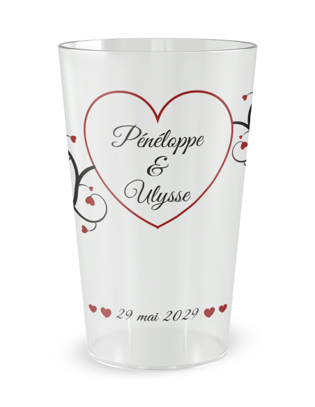 Gobelet transparent de face - mariage romantique - Ecocup