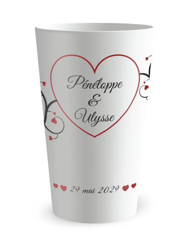 Gobelet blanc de face - mariage romantique - Ecocup