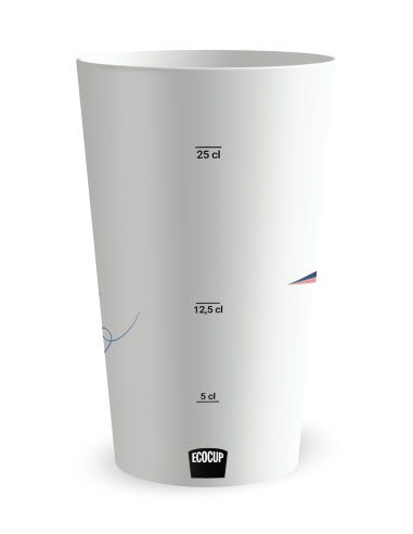Witte beker met maatverdeling - windroos-motief - Ecocup