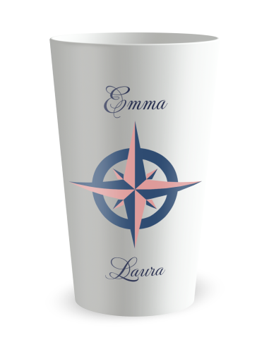 Gobelet blanc de face - mariage rose des vents - Ecocup