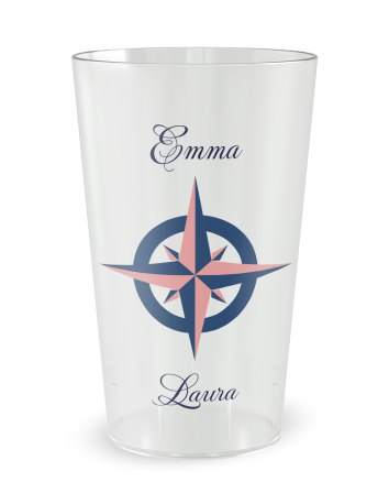 Transparante beker aan de voorkant - windroos-thema - Ecocup	