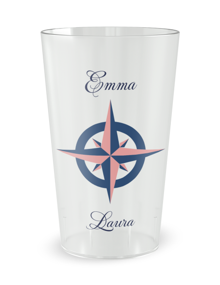 Gobelet transparent de face - mariage rose des vents - Ecocup