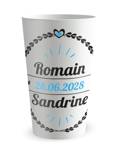 Witte beker - Voornaam - trouwbeker laurier - Ecocup
