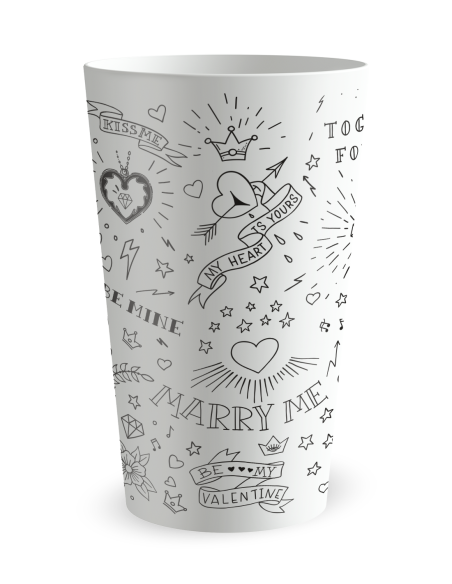Witte beker aan de voorkant - tatoeage trouwbeker - Ecocup